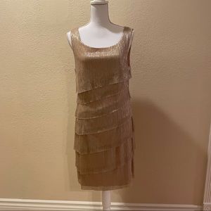 NWT Shiny Gold Layered Dress